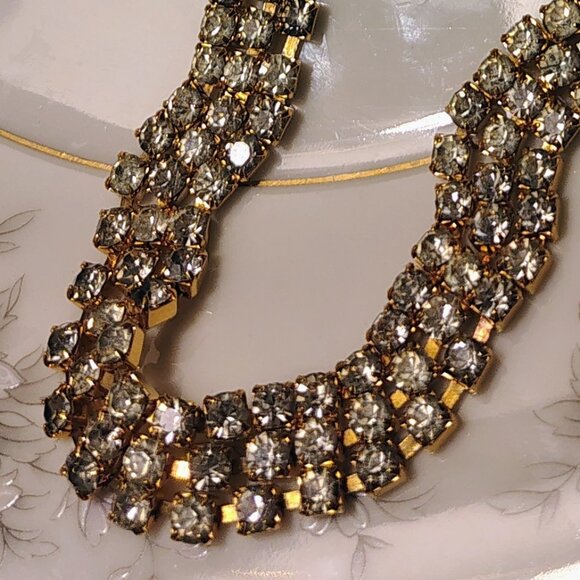 Vtg MCM Triple Row 3 Stand High End Faceted Link Rhinestone Belt - Picture 1 of 7